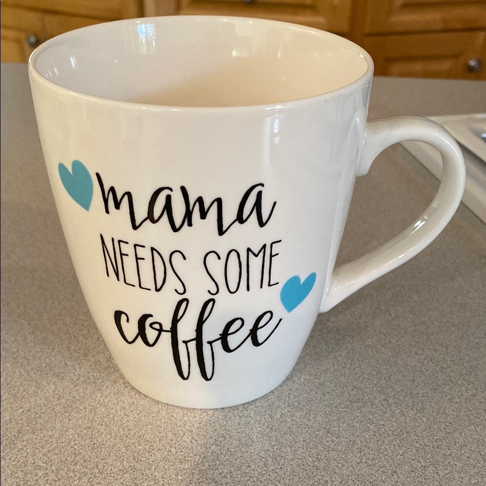 Charming White Coffee Mug with Blue Heart Accents